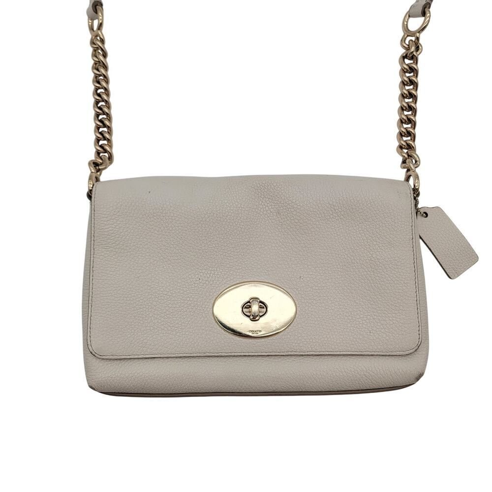 VTG Coach Cream Flap Twist Lock Purse